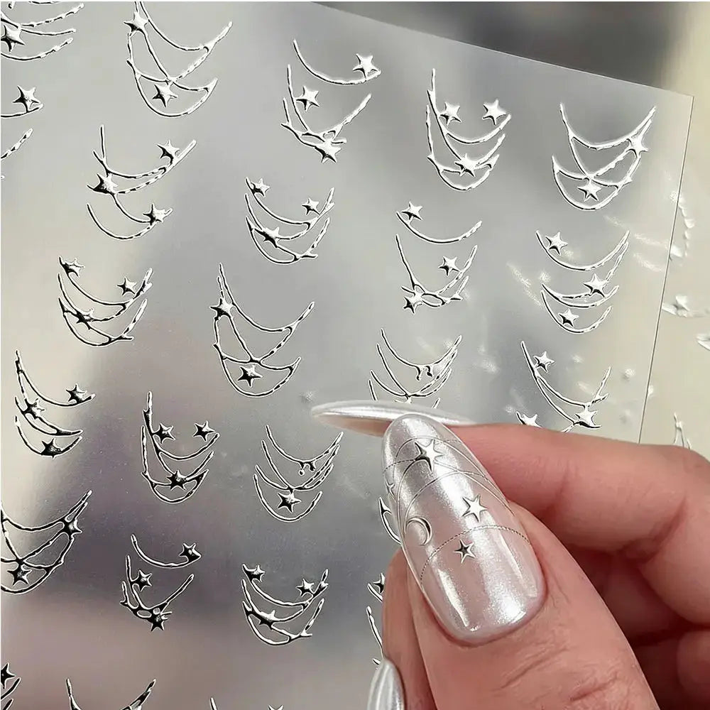 3D Bronzing Gold Moon Star Nail Art Stickers Retro Bohemia Sun Moon Star Nails Designs Self-Adhesive 3D Luxury Nail Decorations from PriceLows™