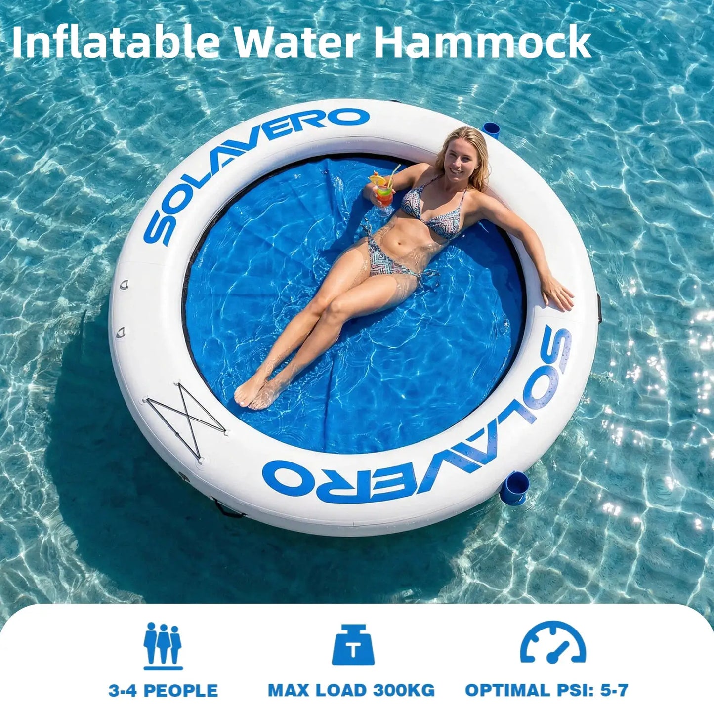 Inflatable Water Floating Platform | 8ft Round | 660 Lbs Capacity | 3-4 Person