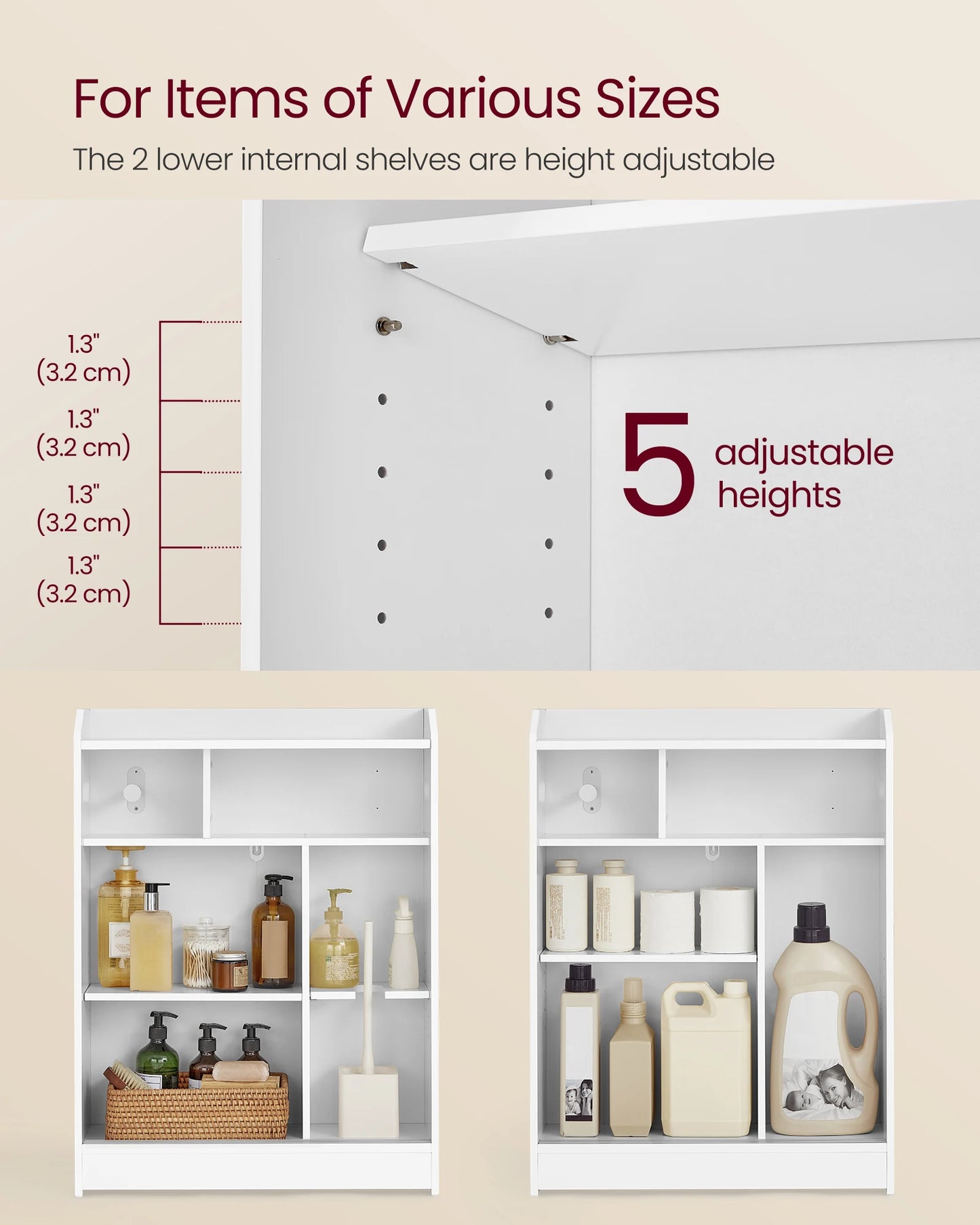 Storage Cabinet | Sliding Doors | Toilet Paper Holder | Slim Cabinet