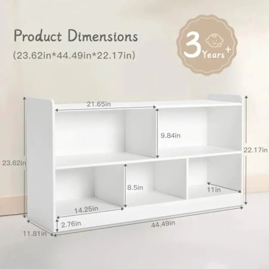 Montessori Shelf Wooden Toy Storage Organizer for Books Toys 2 Shelf Bookcase 5-Section Storage Cabinet Toddler Book Shelf for from PriceLows™