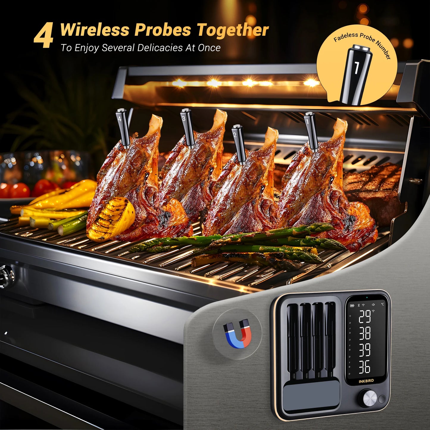 Wireless Meat Thermometer | Truly Wireless | 300Ft Bluetooth Range | Beef Turkey