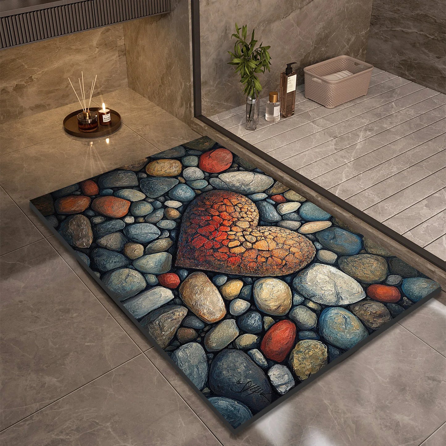 Stone Design Diatomite Bath Mat Bathroom Non-slip Shower Foot Mats Absorbent Quick Dry Toilet Rugs Carpet Doormat Washable from PriceLows™
