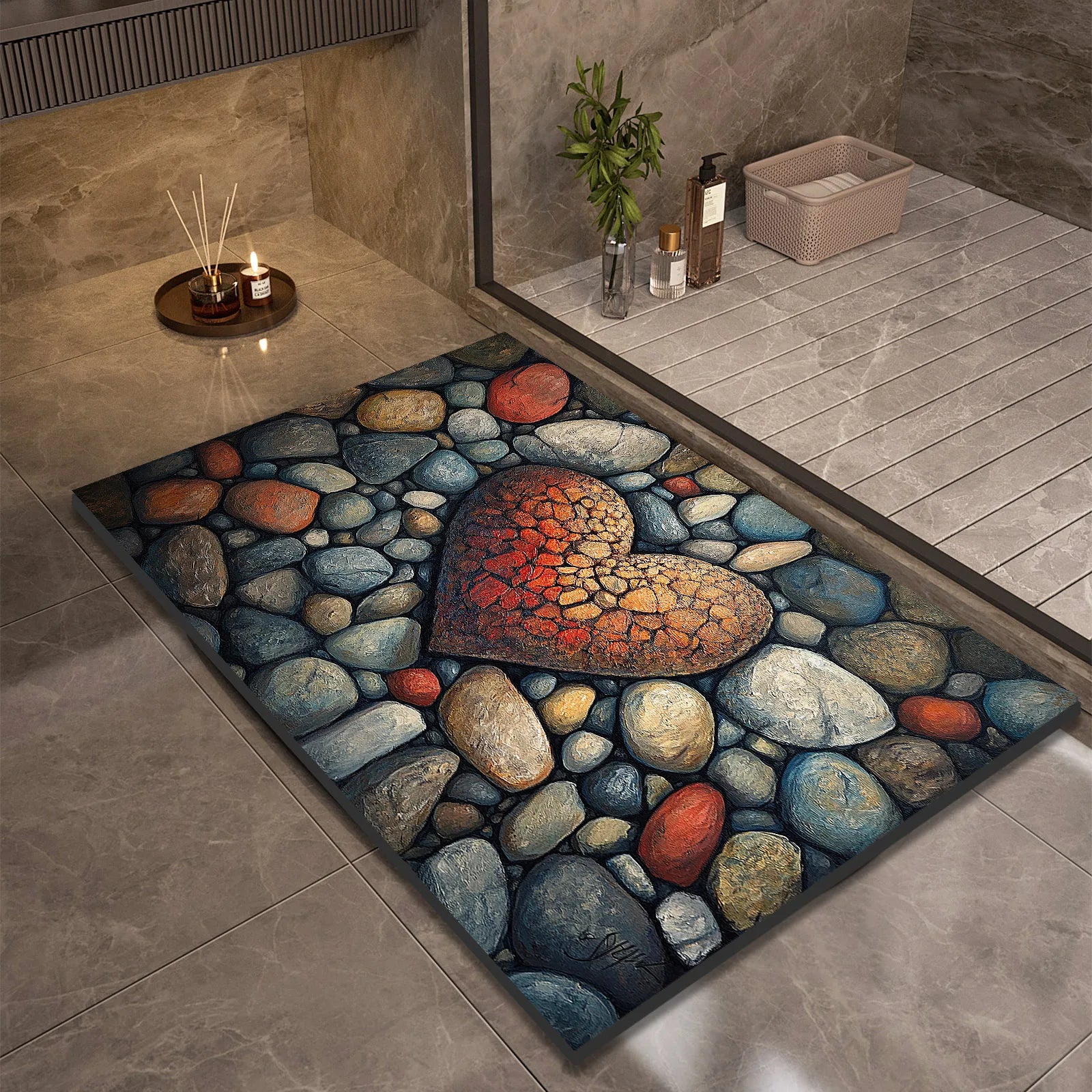 Stone Design Diatomite Bath Mat Bathroom Non-slip Shower Foot Mats Absorbent Quick Dry Toilet Rugs Carpet Doormat Washable from PriceLows™