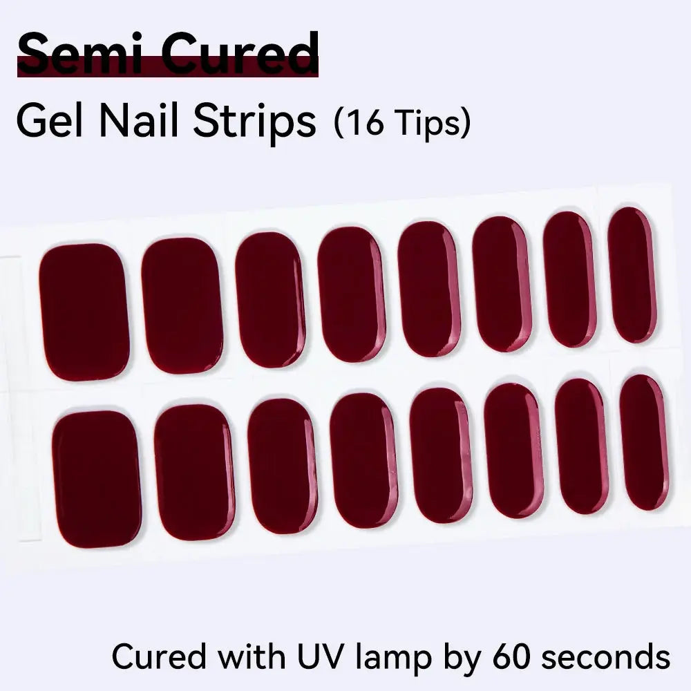 16strips Cartoon UV/LED Semi Cured Gel Nail Strips Pink Glitter Cat Eye Self-Adhesive Gel Nail Wraps Full Cover UV Nail Sticker from PriceLows™