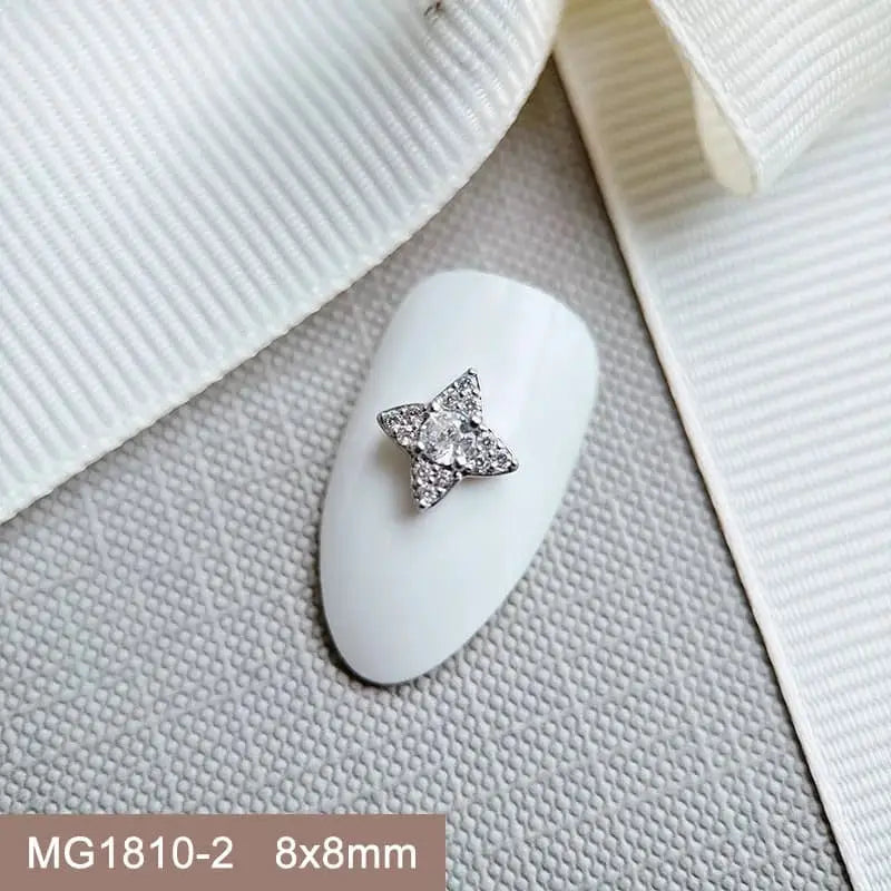 10pcs/lot Luxury Flower Love Heart Zircon Metal Nails Jewelry Material Decorations Nail Art Accessories Charms Parts Supplies from PriceLows™
