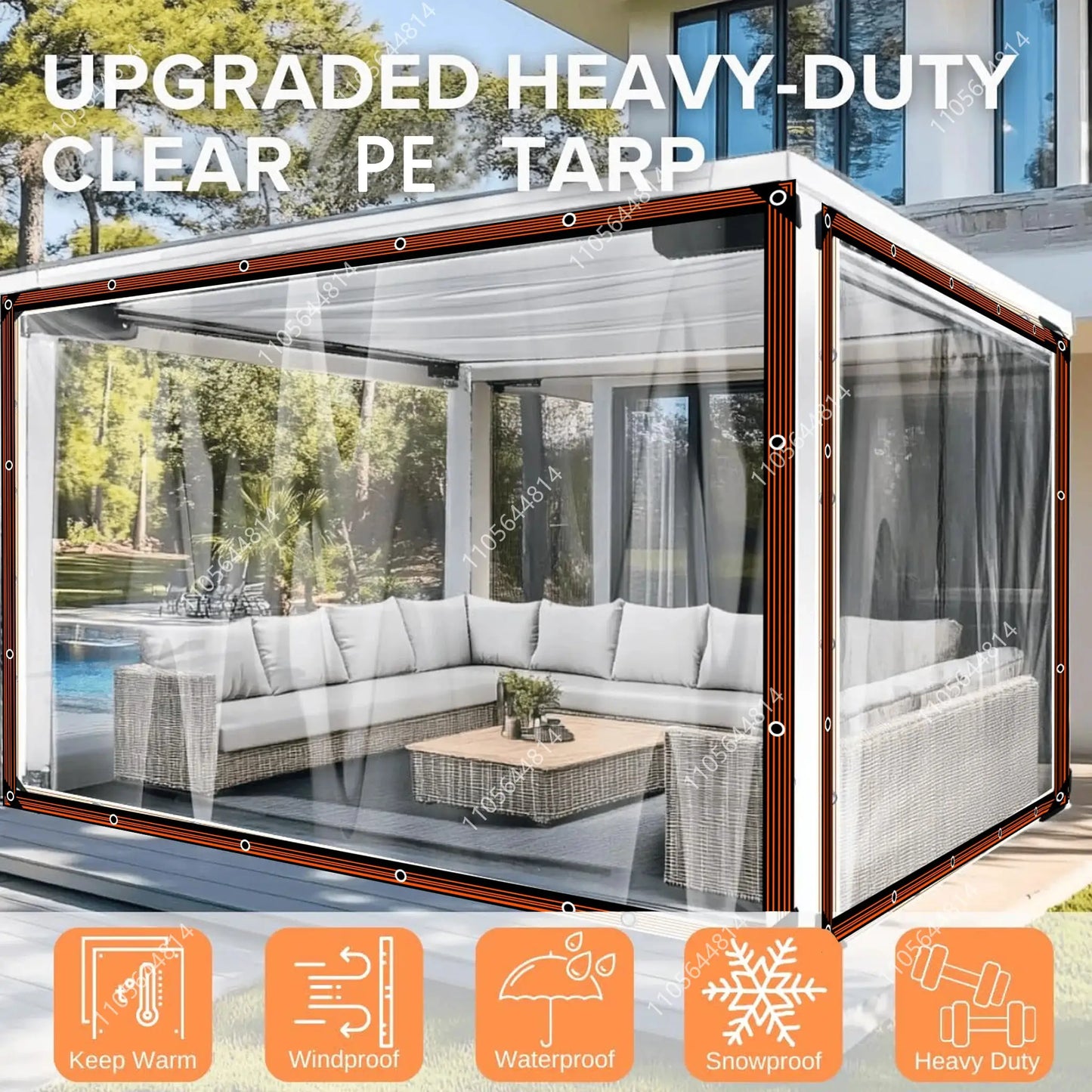 Outdoor Clear PE Windbreak Tarp | Waterproof Snow Resistant Side Screen