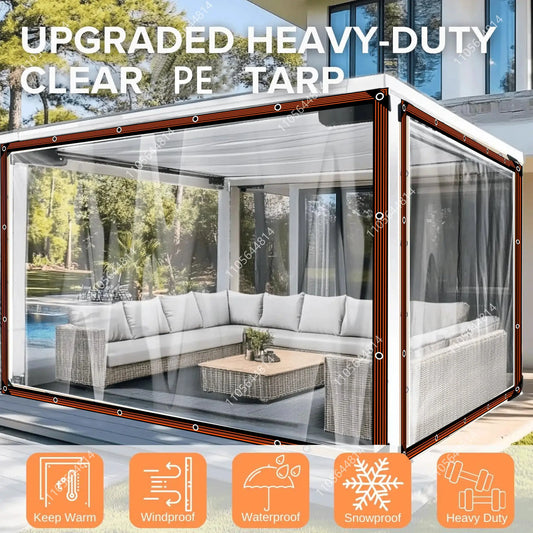 Outdoor Clear PE Windbreak Tarp | Waterproof Snow Resistant Side Screen