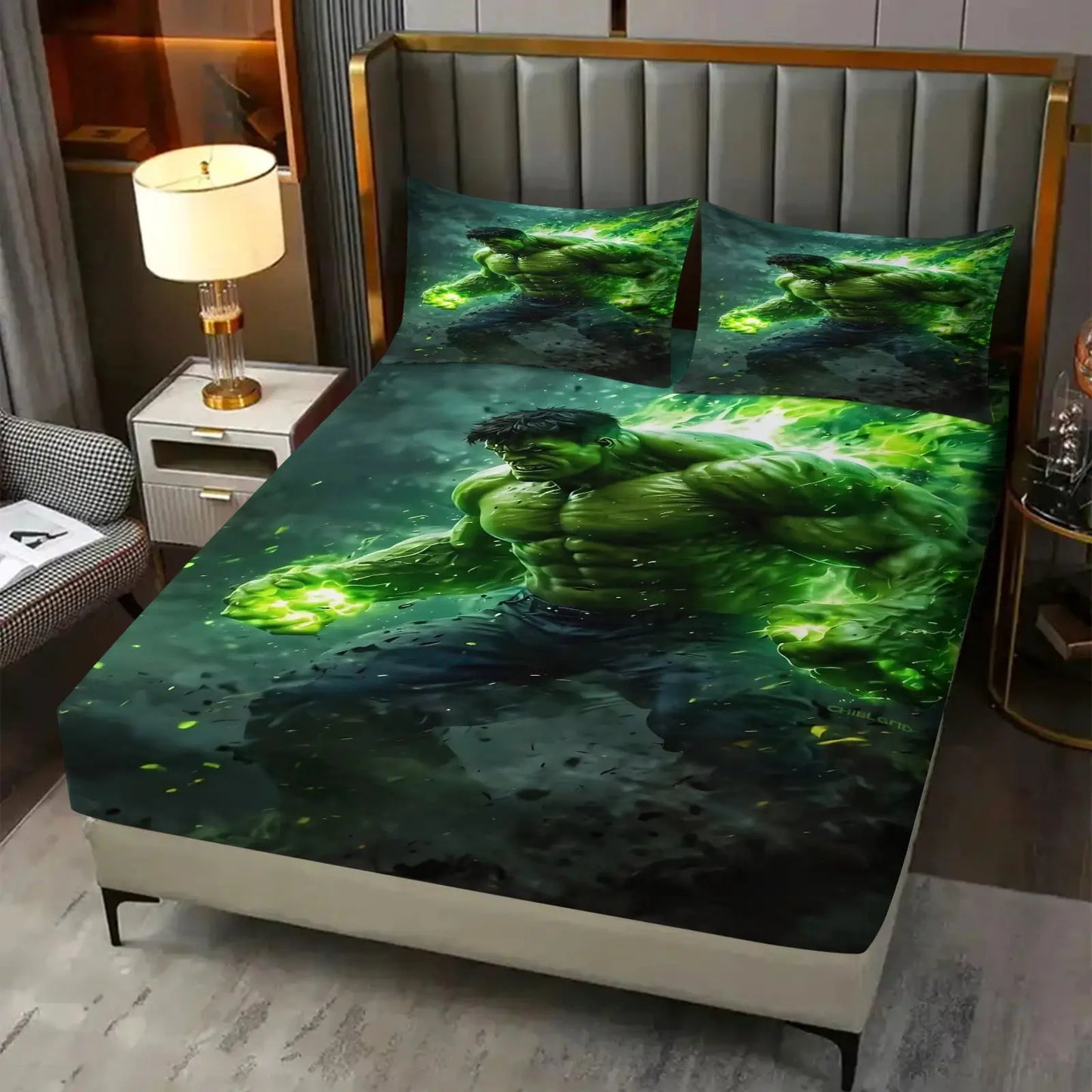 3Pcs Marvel Superhero Hulk Fitted Sheet Set with Pillowcases Soft Breathable Deep Pocket Bed Sheet Bedroom DecorMarvel Fan Gift from PriceLows™