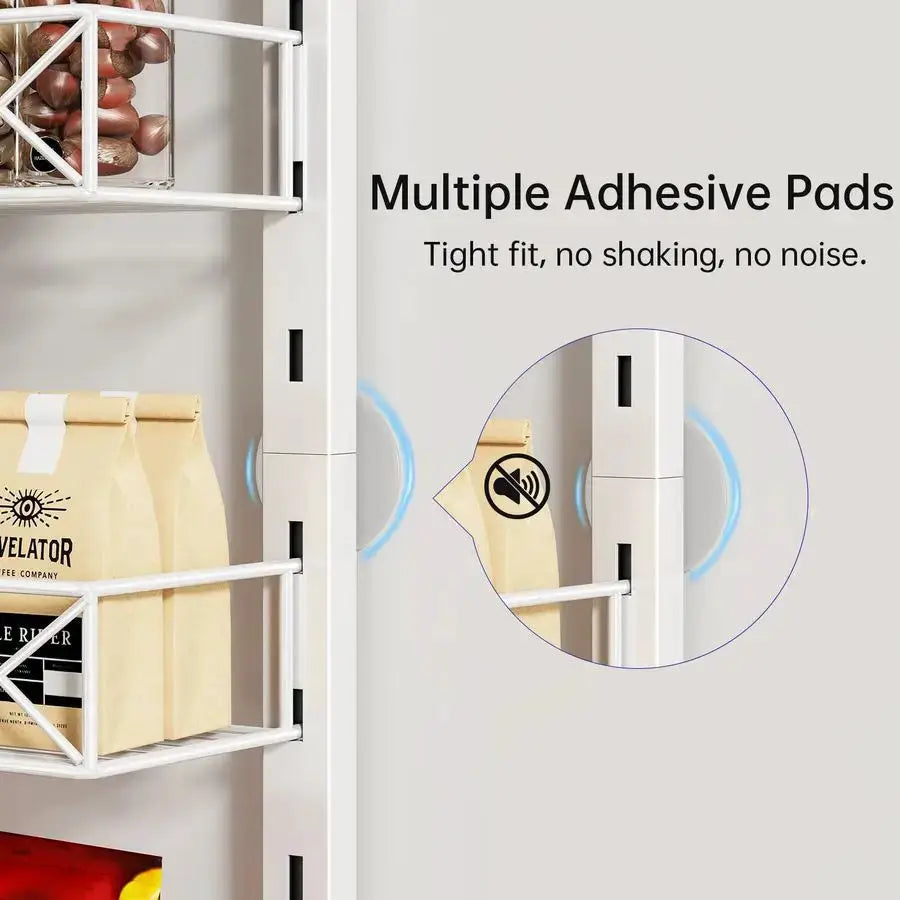Over the Door Organizer, White 6Tier Pantry Door Organizer with Adjustable Basket, Hanging Spice Rack Cabinet Door Shelves, Laun from PriceLows™