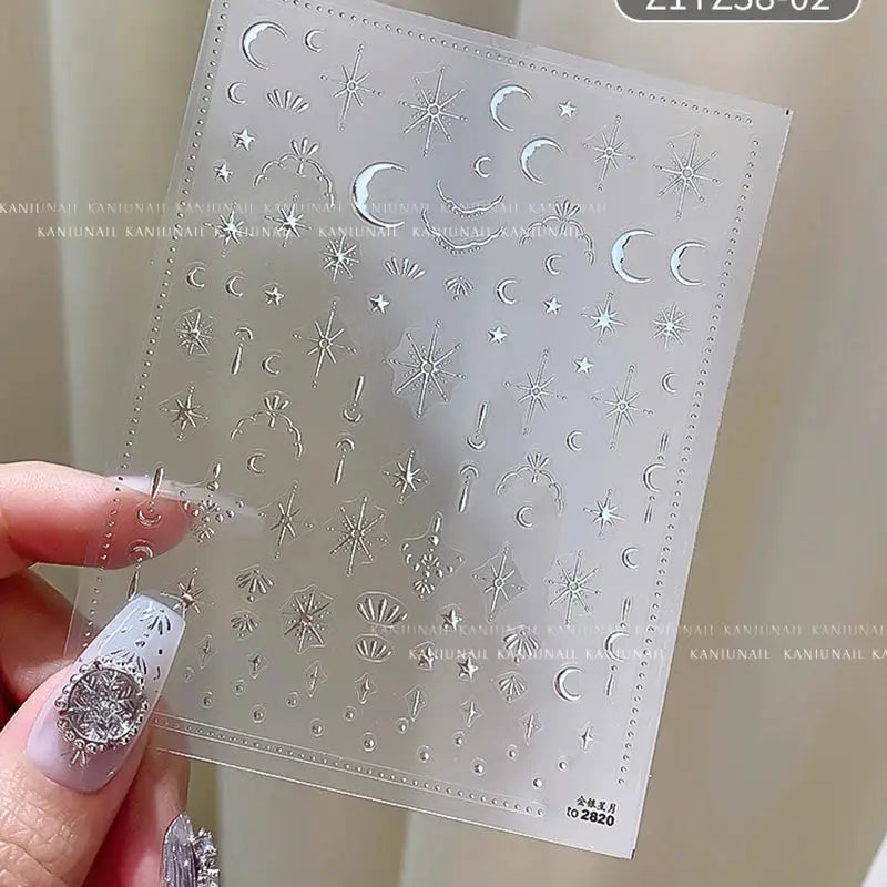 3D Bronzing Gold Moon Star Nail Art Stickers Retro Bohemia Sun Moon Star Nails Designs Self-Adhesive 3D Luxury Nail Decorations from PriceLows™
