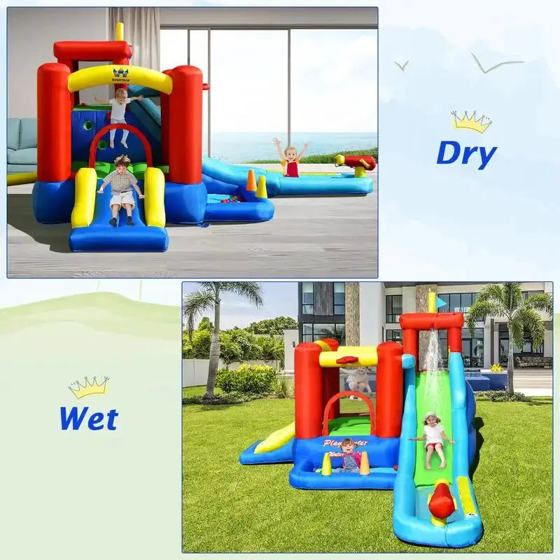 9-in-1 Inflatable Water Slide Bounce House without Blower from PriceLows™
