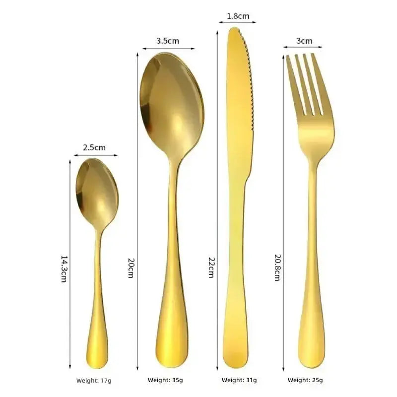 Stainless Steel Steak Cutlery Set with Gift Box, 24 Piece Western Knife Fork Spoon Household Tableware from PriceLows™