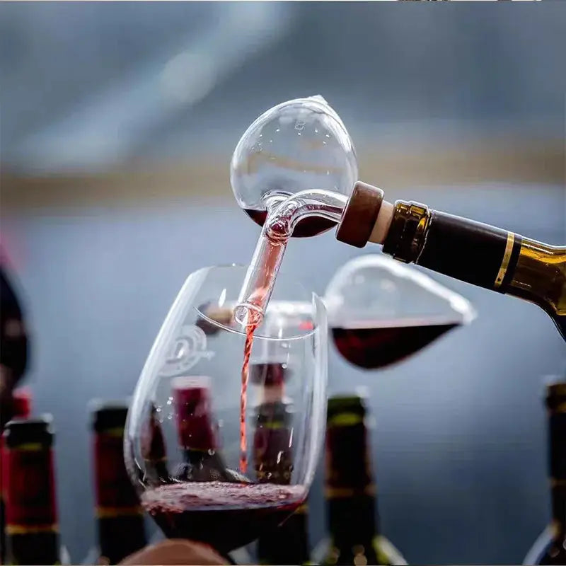 UNTIOR Red Wine Aerator Transparent Round/Peach Shaped Wine Bottle Portable Pourer & Quick Decanter Spout Glass Sobering Device from PriceLows™