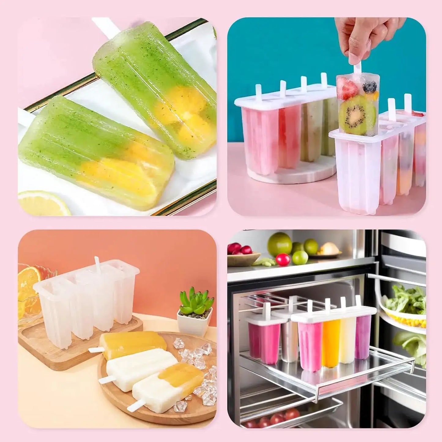 2 Pcs 4 Cavity Popsicle Mold for Homemade Ice Cream and Frozen Treats, Food-Grade Ice Pop Maker with Sticks, Easy Release Design from PriceLows™