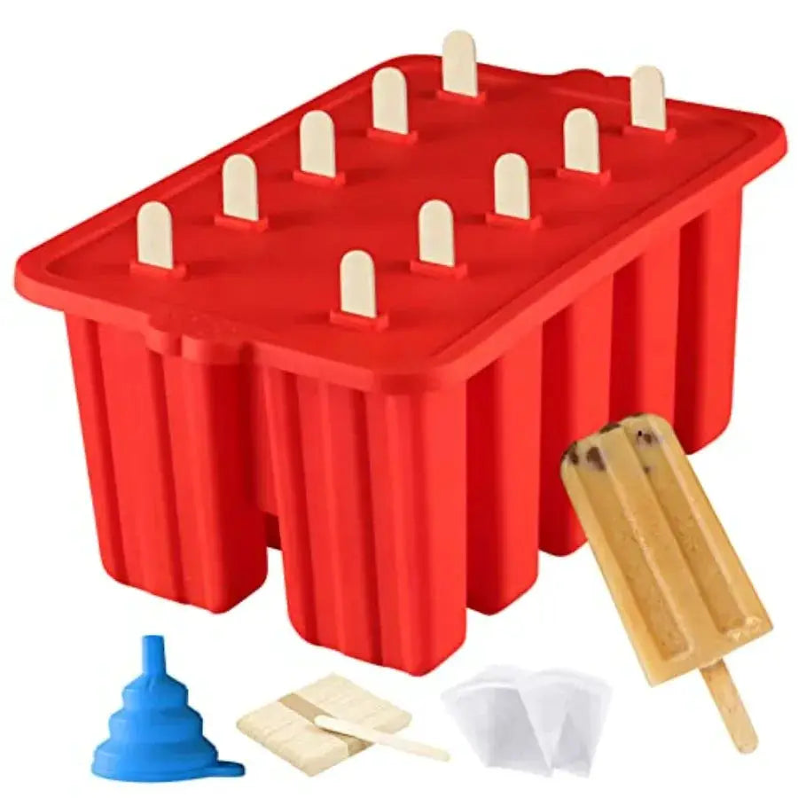 Silicone Popsicle Molds, 10 Cavity Homemade ICE Popsicle Molds Food Grade BPA-Free with Popsicle Maker Sticks Popsicles Bags A from PriceLows™