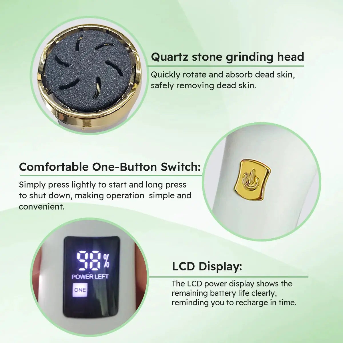 Rechargeable Foot Callus Remover Electric Pedicure Tool with Vacuum 6 Replaceable Heads USB Charging from PriceLows™