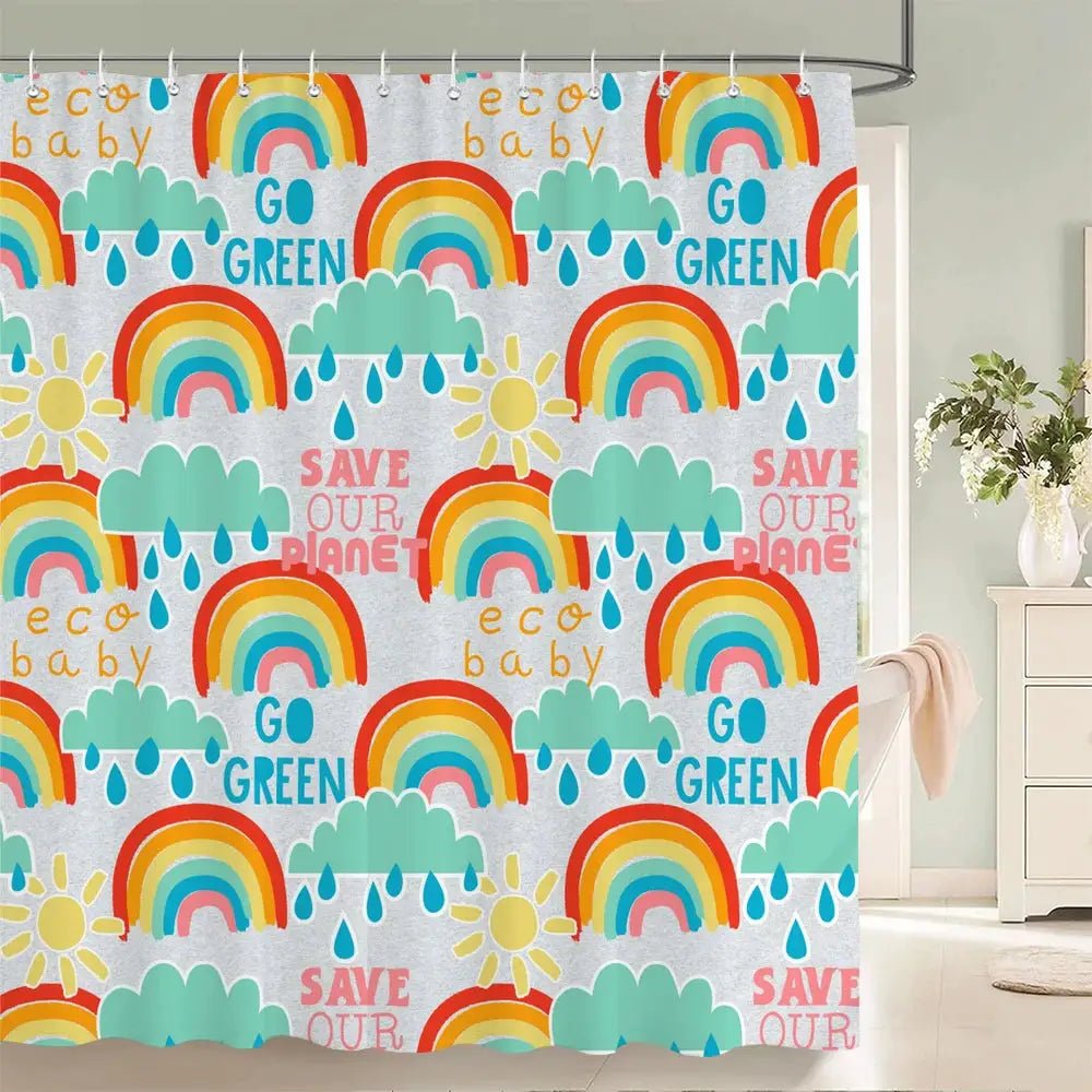 Cartoon Animal Alphabet Shower Curtain Kids ABC Educational Learning Tools Baby Girls Boys Colourful Bath Curtain Bathroom Decor from PriceLows™
