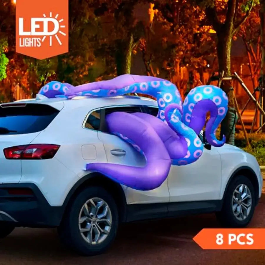 Halloween Inflatable Trunk Decor | Black Octopus Tentacles | LED Lights