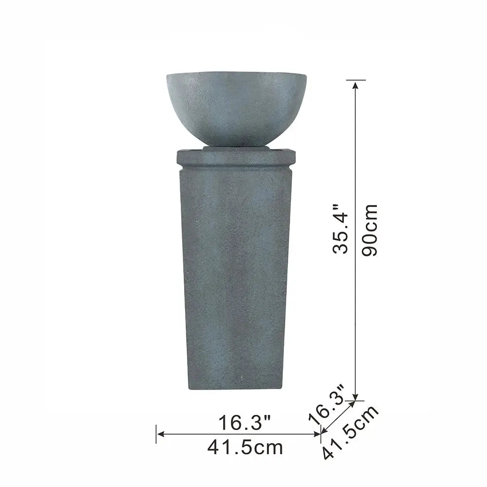 35.5" Polyresin Gray Zen Bowl Water Fountain, Outdoor Bird Feeder /Bath Fountains, Relaxing Water Feature for Garden Lawn from PriceLows™