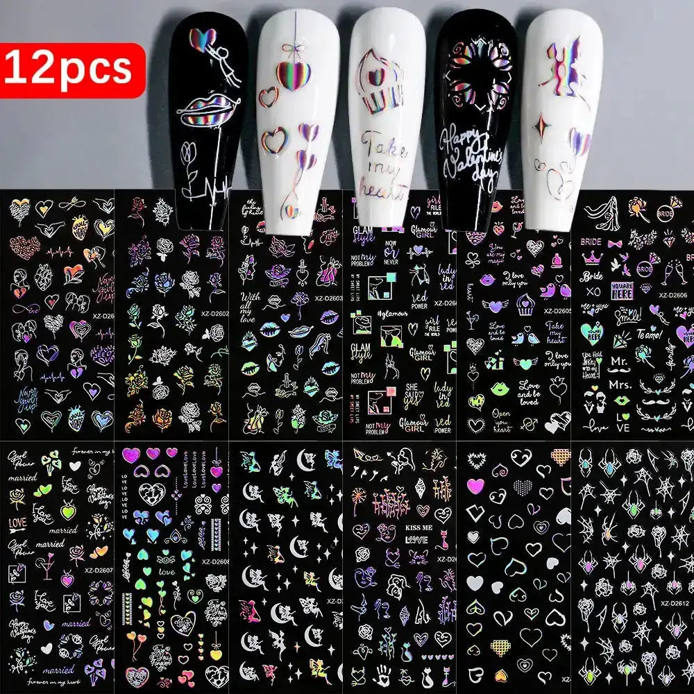 8pc 3D Mixed Color Heart Nail Stickers Valentines' Day Sweet Red Pink Love Selfadhesive Nail Decoration Decals Manicure Supplies from PriceLows™