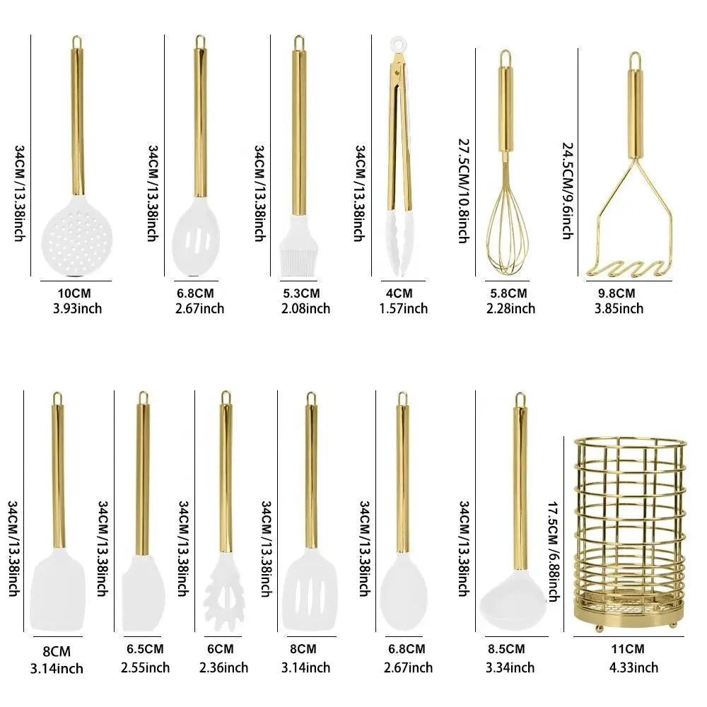 15-piece cooking tool set, food-grade silicone kitchen cookware and tableware, spatula and spoons, practical cooking tool set from PriceLows™