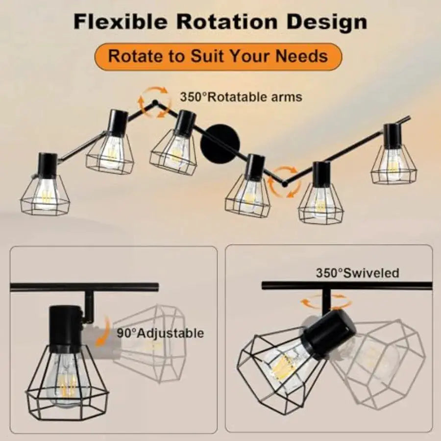 6-Light Track Lighting Directional Rotatable Ceiling Light Fixture Black Farmhouse Track Spotlight for Kitchen Bedroom Living R from PriceLows™