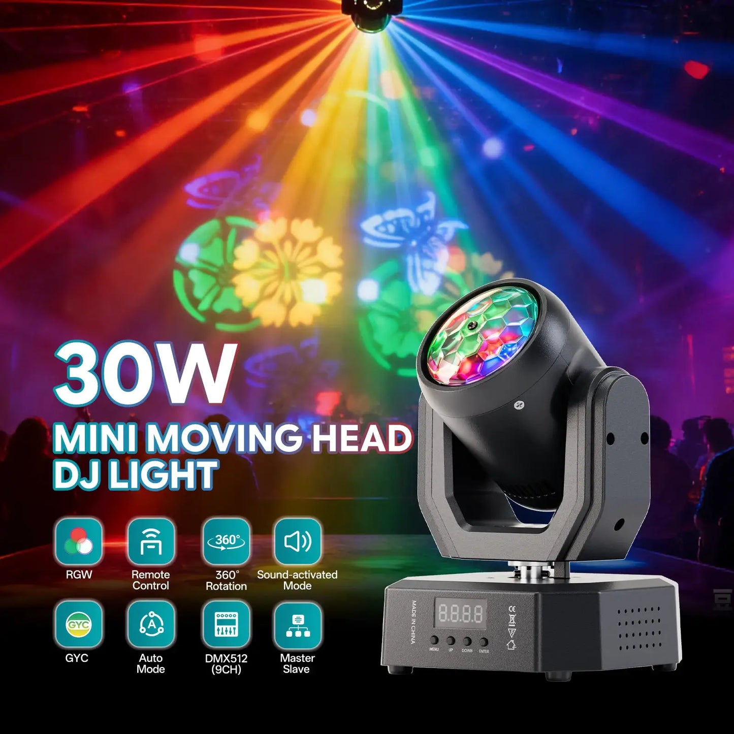 Yiflamefly 1/2/4Pcs Mini 30W Moving Head Beam Lights R/G/W/G/Y/Cyan LED Stage Lights With Magic Ball Effects For Party KTV Bar from PriceLows™