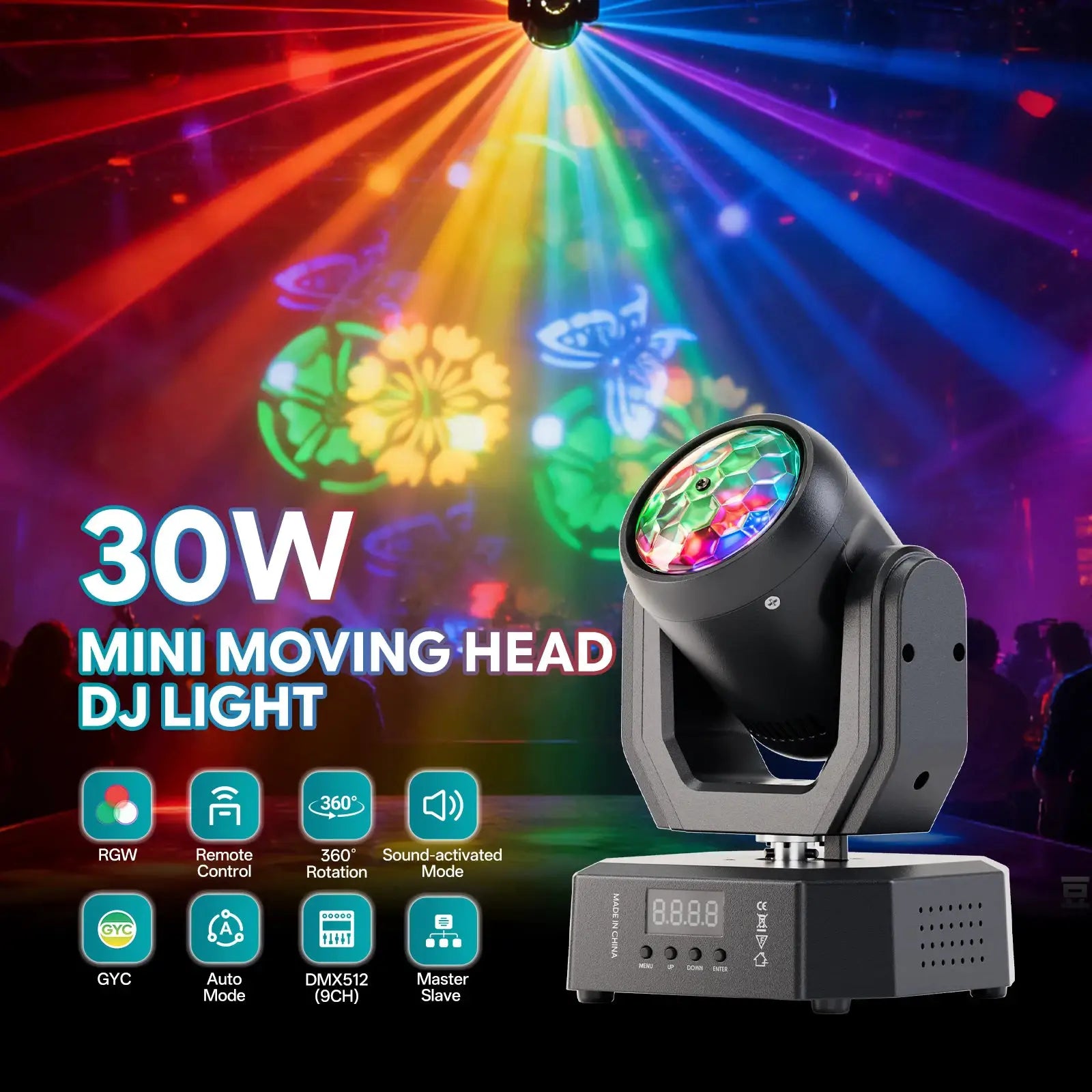 Yiflamefly 1/2/4Pcs Mini 30W Moving Head Beam Lights R/G/W/G/Y/Cyan LED Stage Lights With Magic Ball Effects For Party KTV Bar from PriceLows™