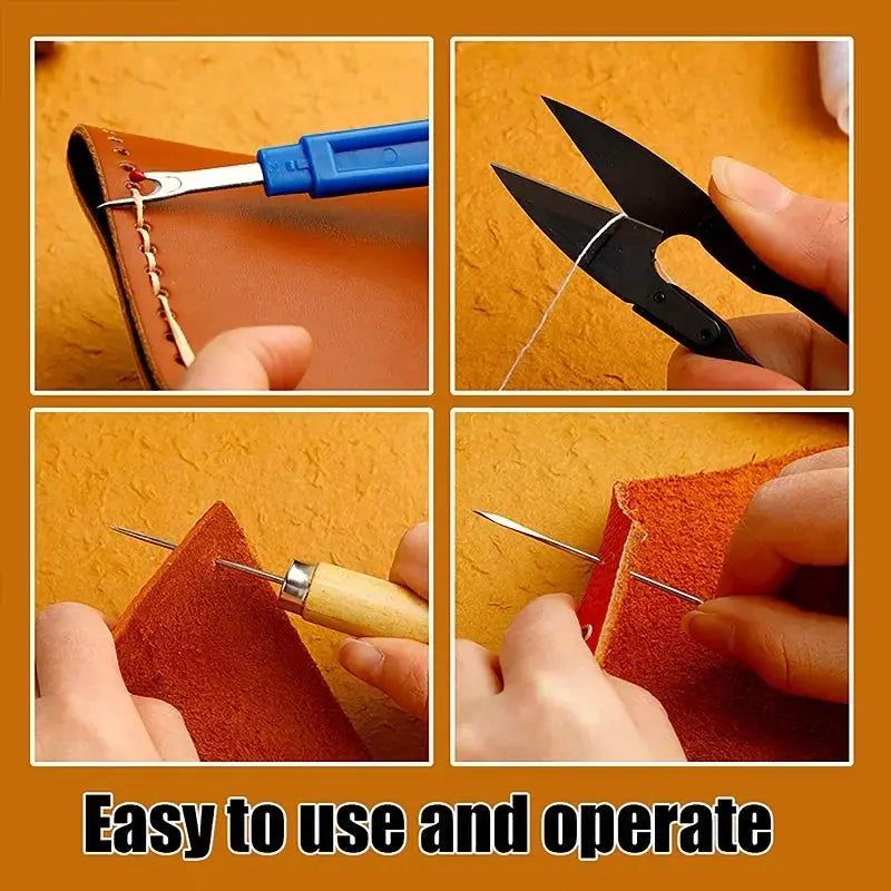 Leather Craftsmanship DIY Leather Sewing Kit Interior Decoration Repair Kit, Comes with Sewing Umbrella Scissors Tool Kit, Suita from PriceLows™