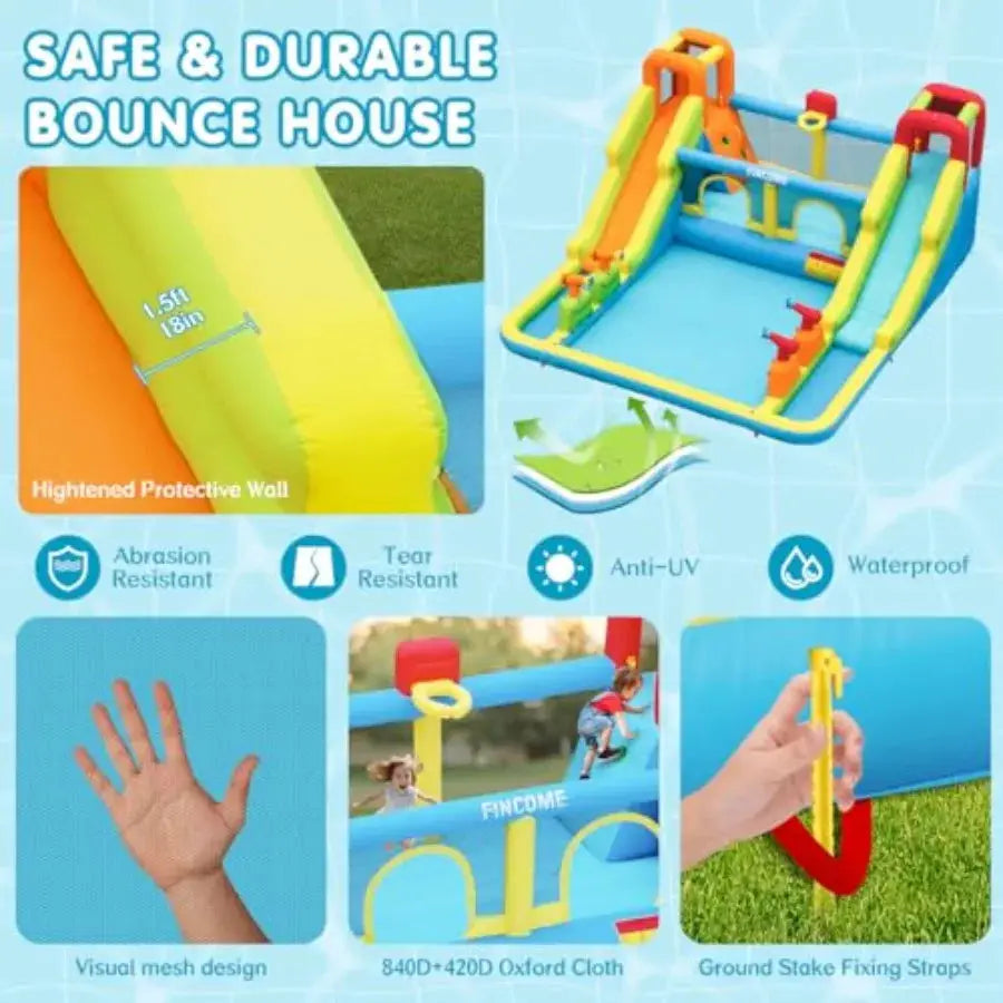 Inflatable Bounce House for Water Bounce House with Double Slides Indoor Outdoor Bounce House Water Slide with Air Blower for P from PriceLows™