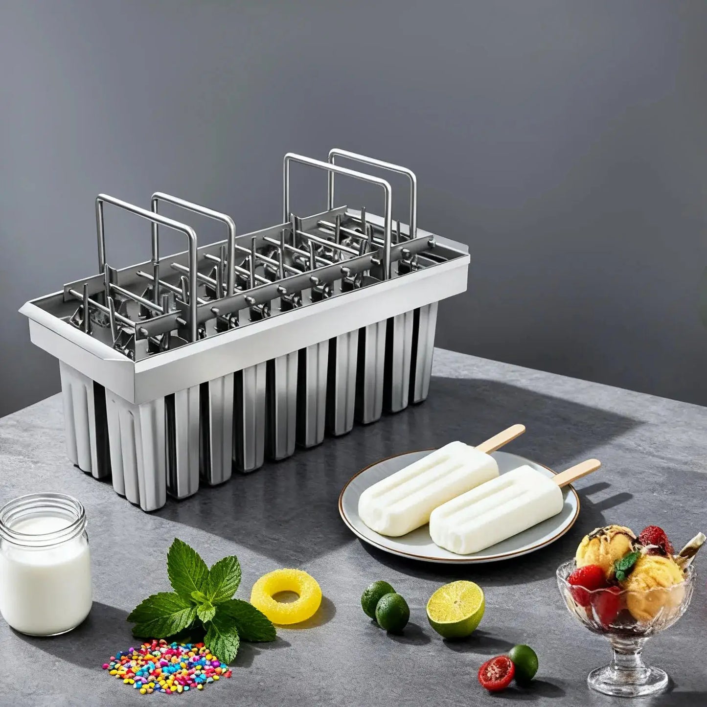 20 Cavities Stainless Steel Ice Cream Mold Set Homemade Popsicle Maker Fast Freezing DIY Ice Cream Molds for Home Kitchen from PriceLows™