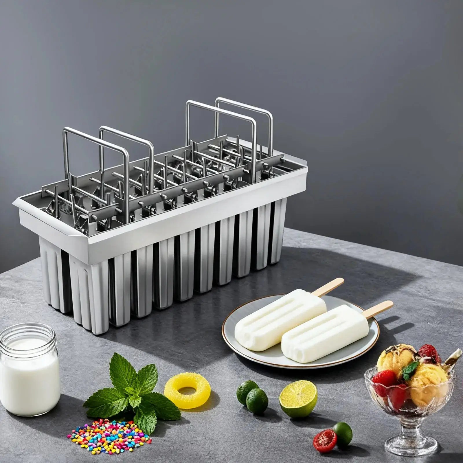 20 Cavities Stainless Steel Ice Cream Mold Set Homemade Popsicle Maker Fast Freezing DIY Ice Cream Molds for Home Kitchen from PriceLows™