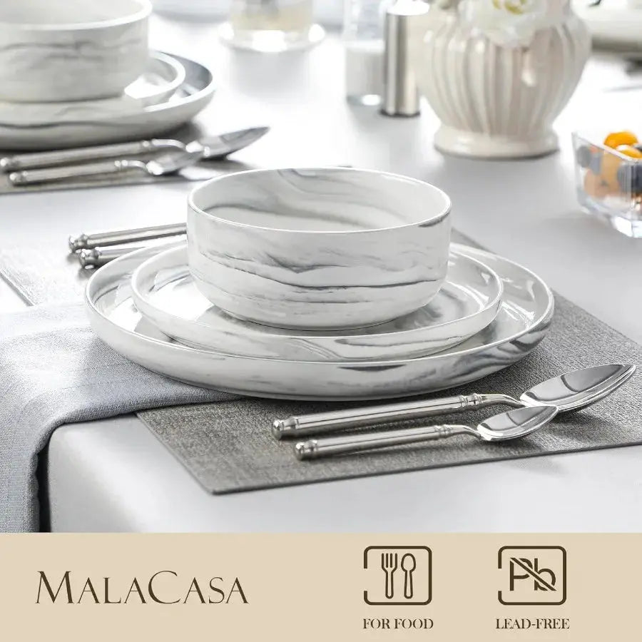 Plates and Bowls Sets 12 Pieces Porcelain Dinnerware Sets Dishware Sets Chip Resistant Ceramic Dish Set Dining Dinner Ware Serv from PriceLows™