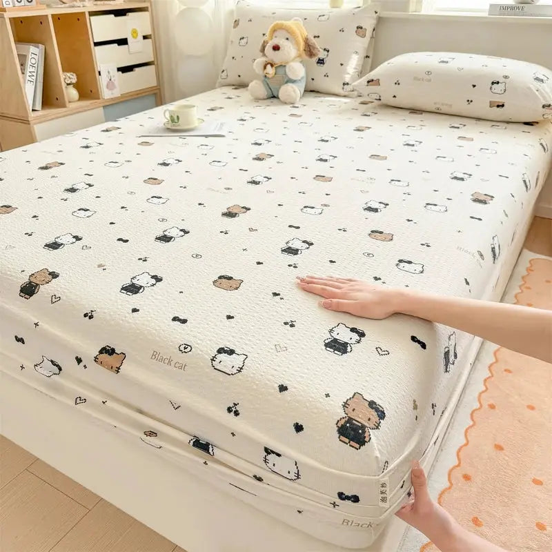 Spring & Summer New Arrival – Puff Chiffon Printed Fitted Bed Sheet for Girls / Kids / Bedroom Decor from PriceLows™