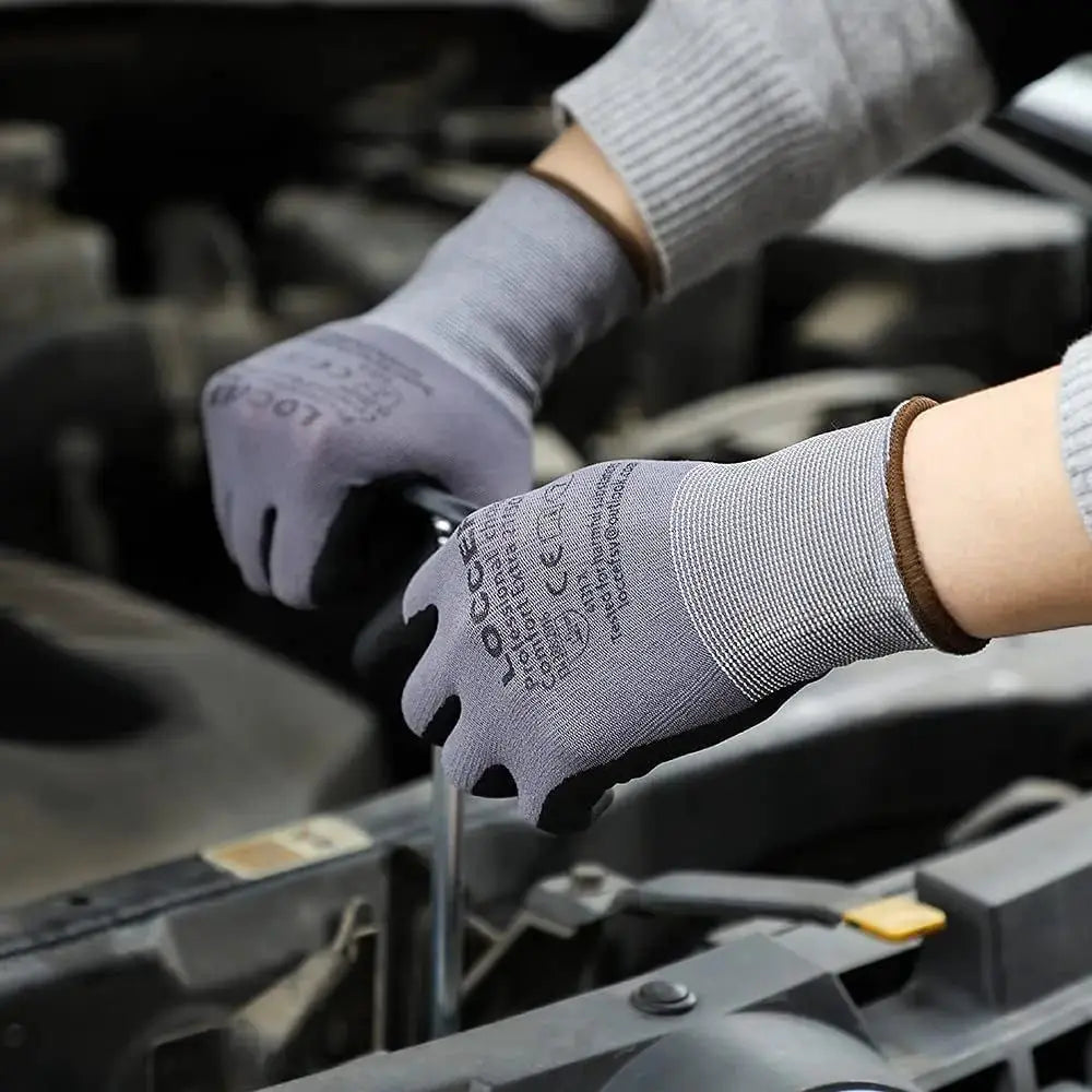 LOCCE Saety Work Gloves Microoam Nitrile Coated-12 Pairs,SeamlKnit Nylon Gloves,Home Improvement,Micro-oam Gloves from PriceLows™