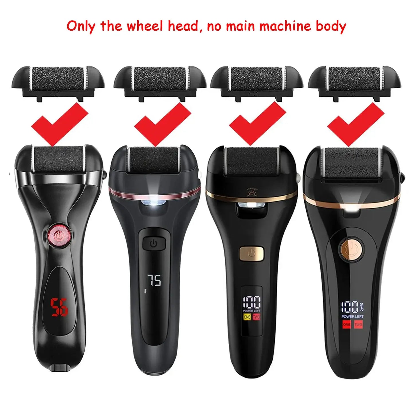 Black Foot Care Tool Heads, Hard Skin Remover, Refill Rollers for Cracked Heels Calluses and Dead Skin Removal, 6 Pcs from PriceLows™