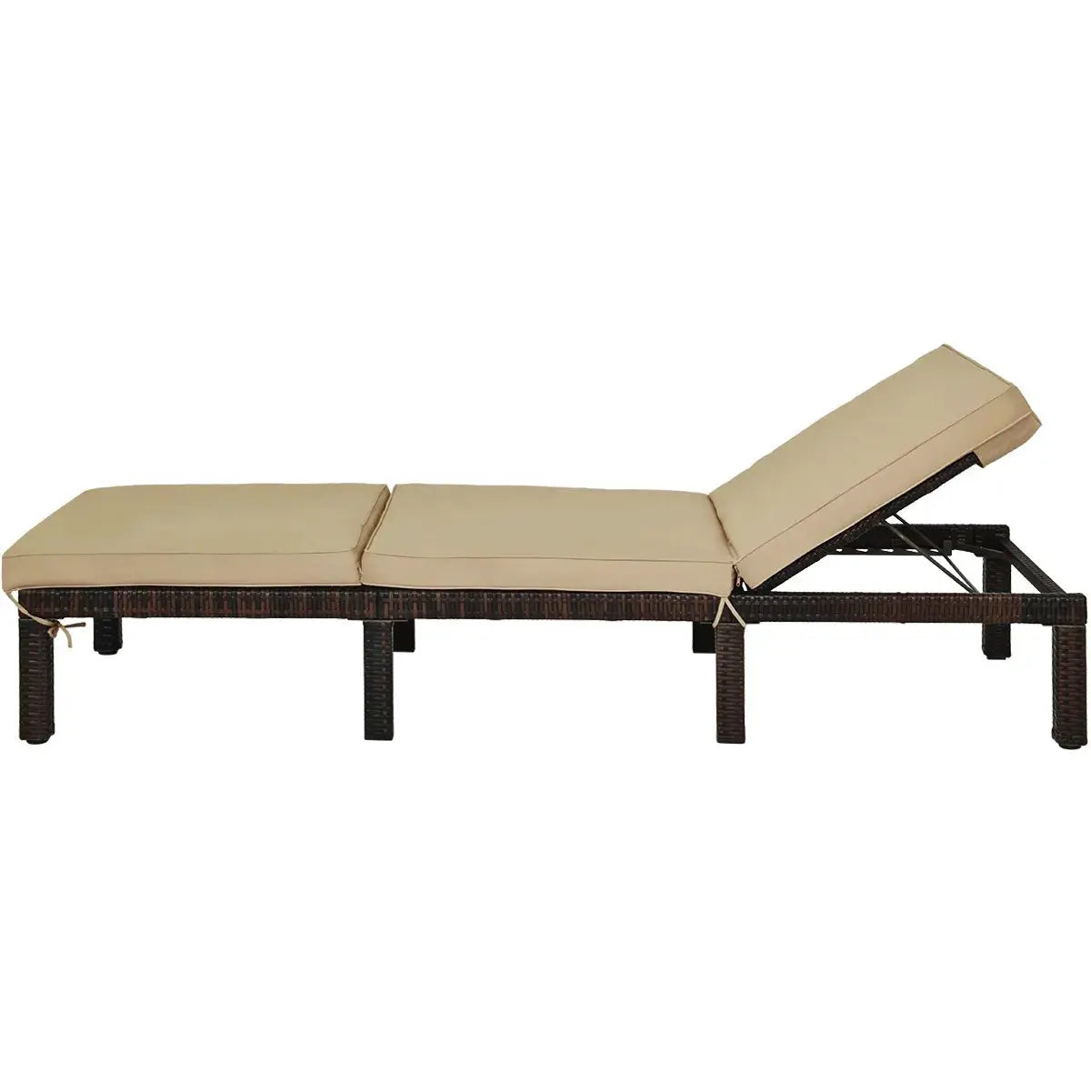 Outdoor Rattan Lounge Chair Chaise Recliner Adjustable Cushioned Seat Patio from PriceLows™