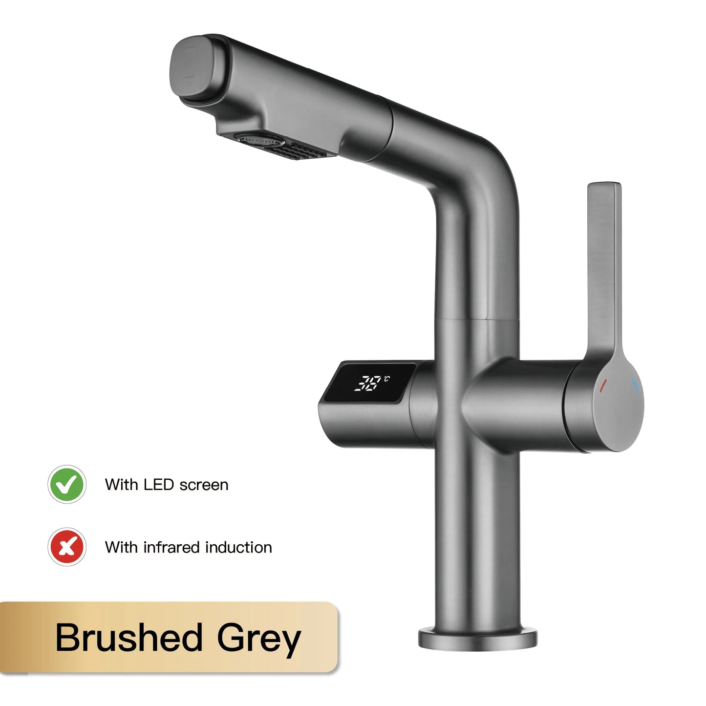 Kitchen Faucet | Digital Display | Gun Gray Brass | Two Function