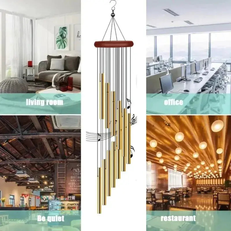Metal Aluminium Tube Wind Chimes with Hooks, Outdoor Garden Decoration Home Wedding Party Memorial Decoration Favours from PriceLows™