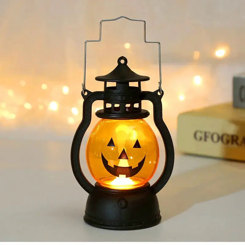 Halloween Pumpkin Light | Plastic Shell | Ghost Accent Glow | Mini Size