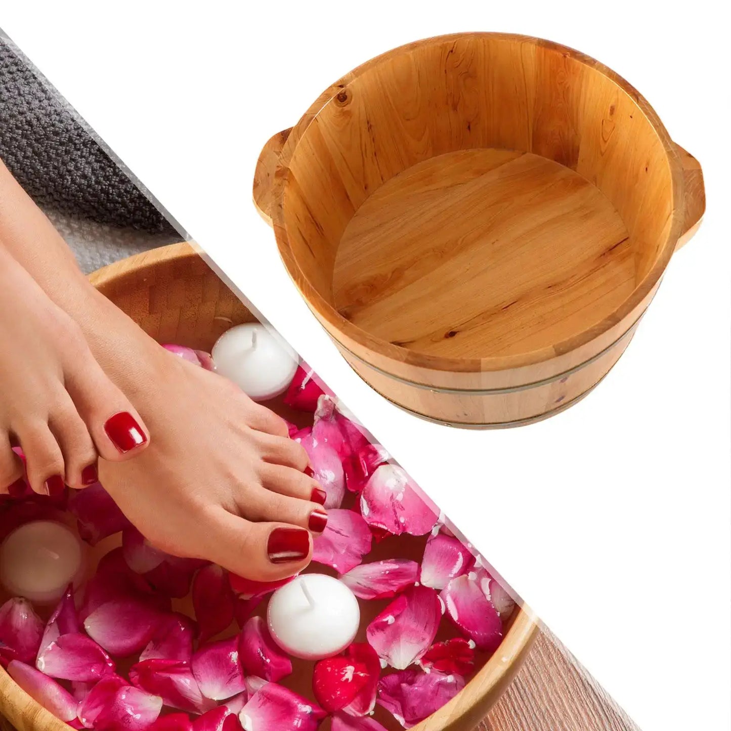 Wooden Foot Bath Tub | Portable Foot Soaking Bucket | Home Spa Footbath