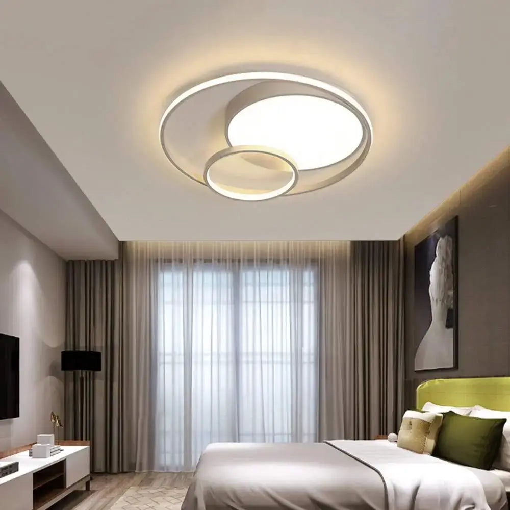 3-Rings LED Flush Mount Ceiling Light 3-Color Dimming Round Chandelier Modern 55W Dimmable Lamp Living Room Kitchen Lights from PriceLows™
