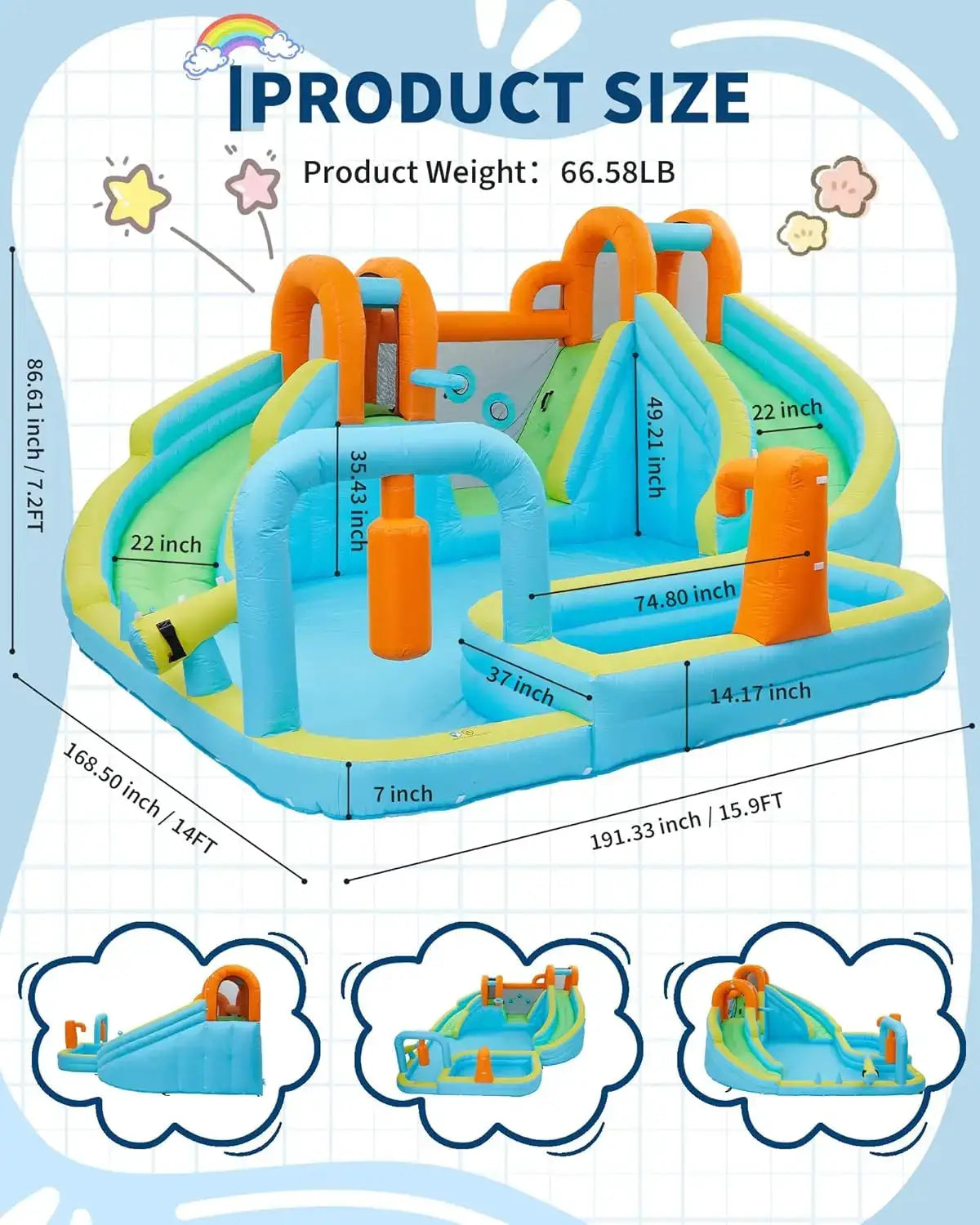 10-in-1 Inflatable Bounce House with Slide & Air Blower, Kids Indoor Outdoor Jump Bouncer Playset for Backyard Birthday Parties from PriceLows™