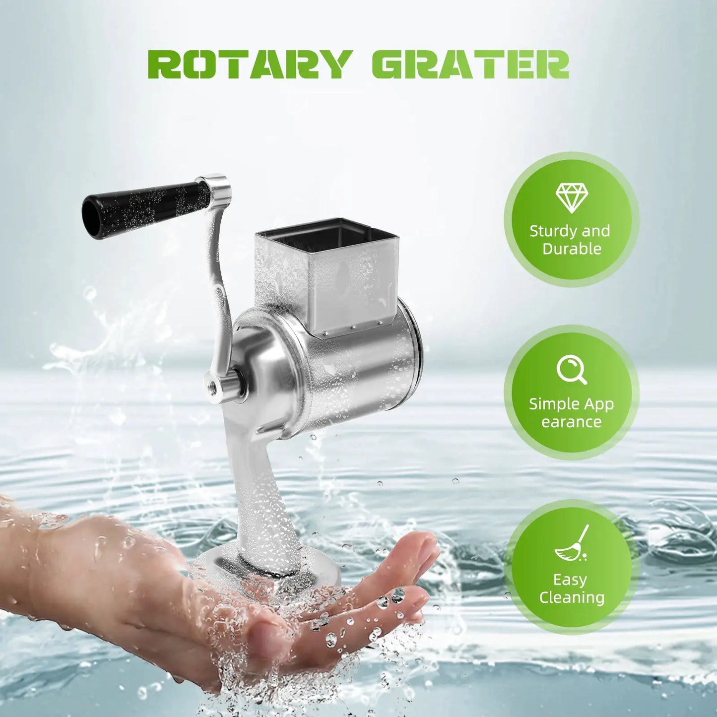Rotary Grater W/5 Blades Stainless Steel Manual Grinder Vegetable Slicer Peanut Nuts Grinder Cheese Vegetable Shredder from PriceLows™