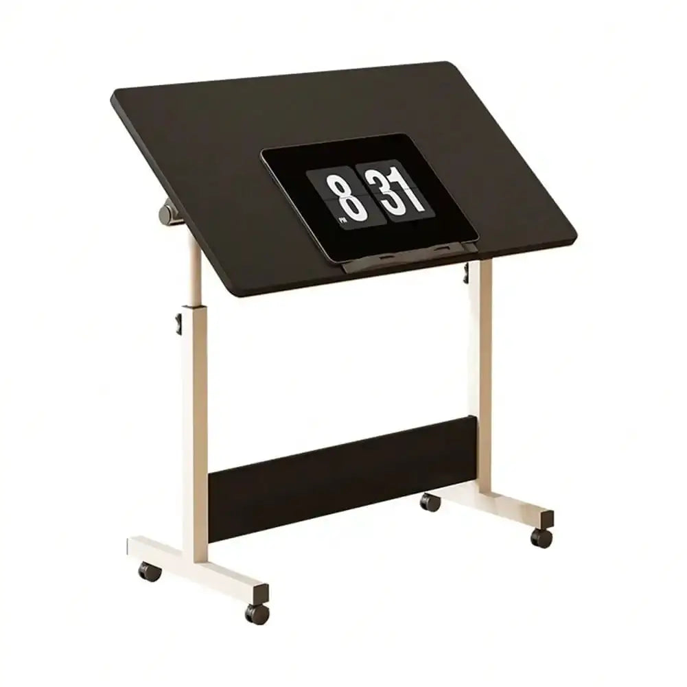 Adjustable Height Mobile Standing Desk - Small Rolling Stand Up Desk with Wheels, 80x40cm Home Office Workstation from PriceLows™