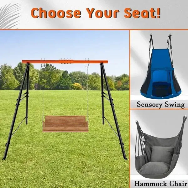 Swing Sets for Backyard, Outdoor Porch Swing Frame, Hammock Chair Stand Only, Max Load 550Lbs A-Frame from PriceLows™