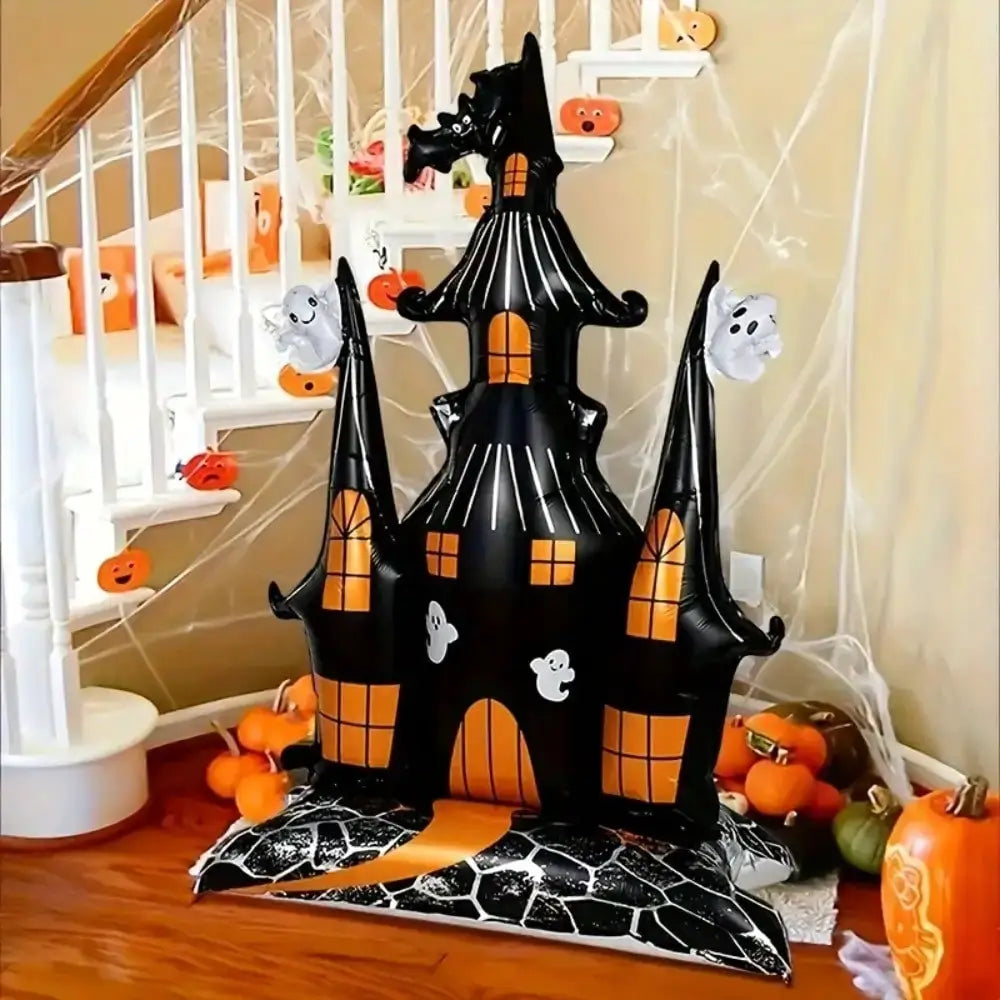 Haunted Castle Foil Balloon | 59 Inch Large | Ghost And Bat Design