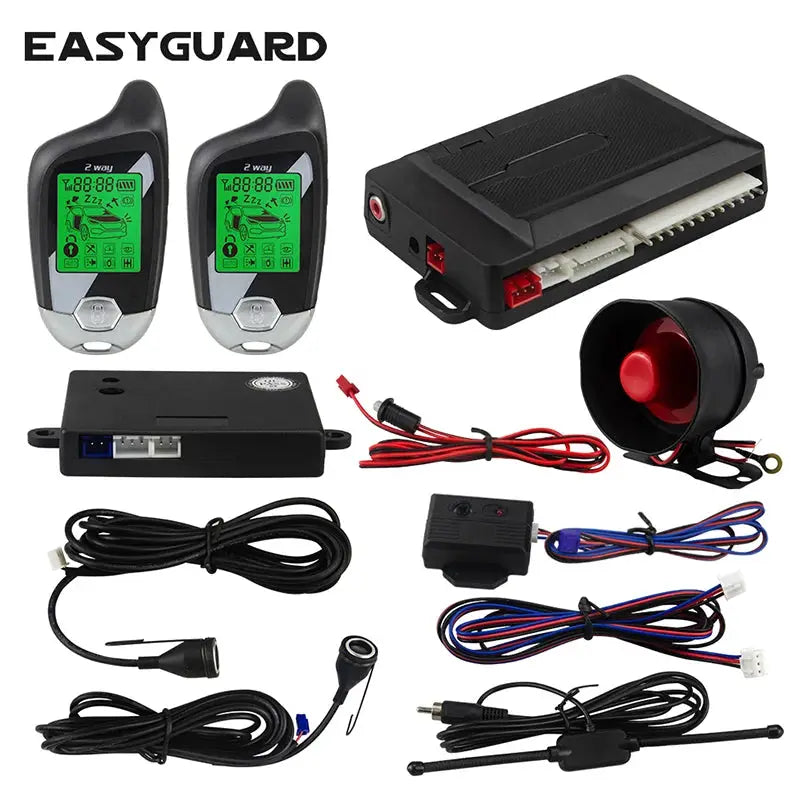 EASYGUARD Two Way Car Alarm Keyless Entry System Remote Starter Lcd Pager Display Vibration Alarm Microwave Sensor Warning 2 Way from PriceLows™