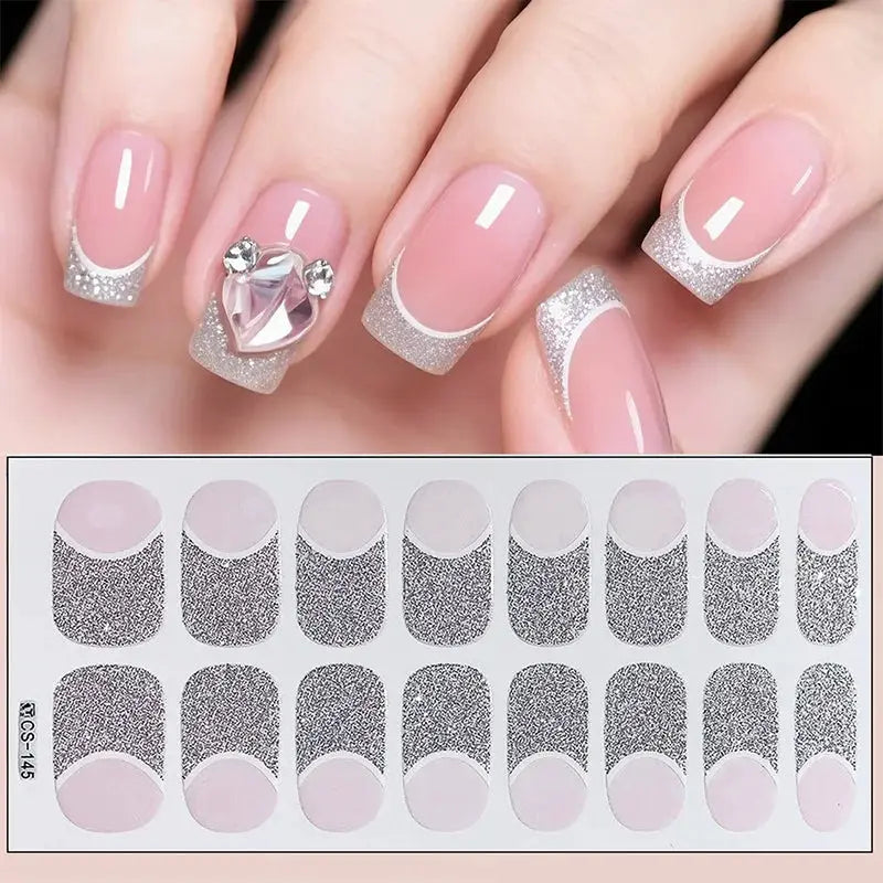 Full Cover Nail Stickers Fashion Nail Polish Nail Decoration Sparkling Glitter Self Adhesive Manicure Designer Nail Art Sticker from PriceLows™