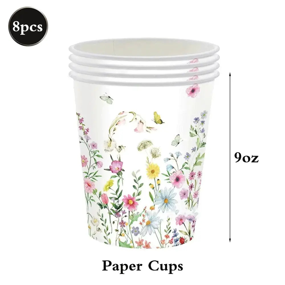 Wildflower Party Supplies | Spring Flower Banner And Plates | Napkins And Balloons